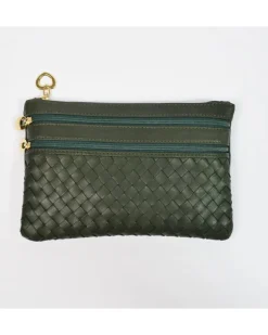 Pochette a bustina con 3 cerniere misura media in pelle intrecciato art 1752w