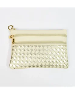Pochette a bustina con 3 cerniere misura media In pelle intrecciato bicolore art 1752wdmet