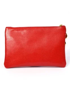 Pochette a bustina con 3 cerniere misura media in pelle stampata art 1752_luc