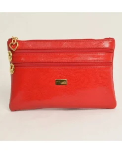 Pochette a bustina con 3 cerniere misura media in pelle stampata art 1752_luc