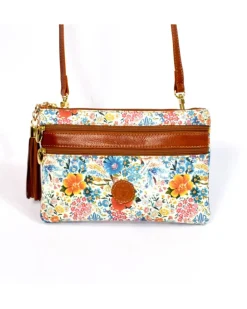 Pochette a bustina con tracolla in pelle fiori 3 cerniere misura media art 1777