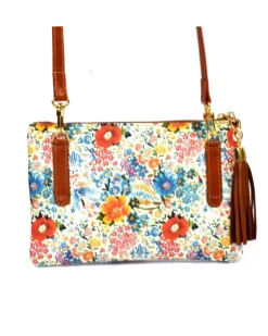 Pochette a bustina con tracolla in pelle fiori 3 cerniere misura media art 1777
