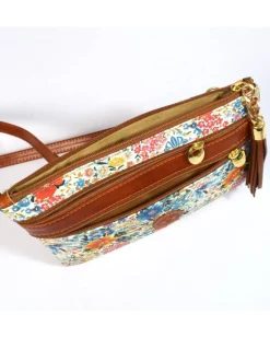 Pochette a bustina con tracolla in pelle fiori 3 cerniere misura media art 1777