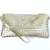 Pochette a bustina in pelle intrecciata con metallizzato art 1708wmet