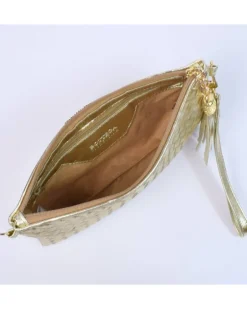 Pochette a bustina in pelle intrecciata con metallizzato art 1708wmet