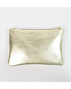 Pochette a bustina media 3 cerniere in pelle intrecciato metallizato art 1752wmet
