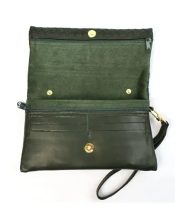 pochette in pelle intrecciata con tracolla e maniglia art 1739_w