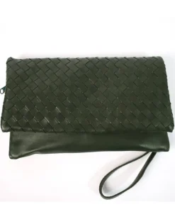 pochette in pelle intrecciata con tracolla e maniglia art 1739_w