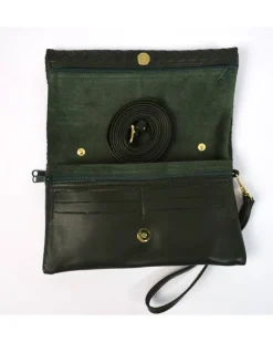 pochette in pelle intrecciata con tracolla e maniglia art 1739_w