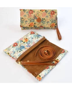 pochette in pelle stampa fiori con tracolla e maniglia art 1739_bla