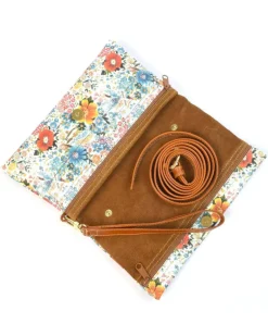 pochette in pelle stampa fiori con tracolla e maniglia art 1739_bla