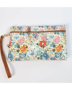 pochette in pelle stampa fiori con tracolla e maniglia art 1739_bla