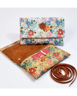 Pochette pelle fiori media con tracolla art 1730_bla