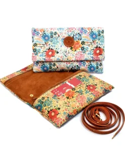 Pochette pelle fiori media con tracolla art 1730_bla