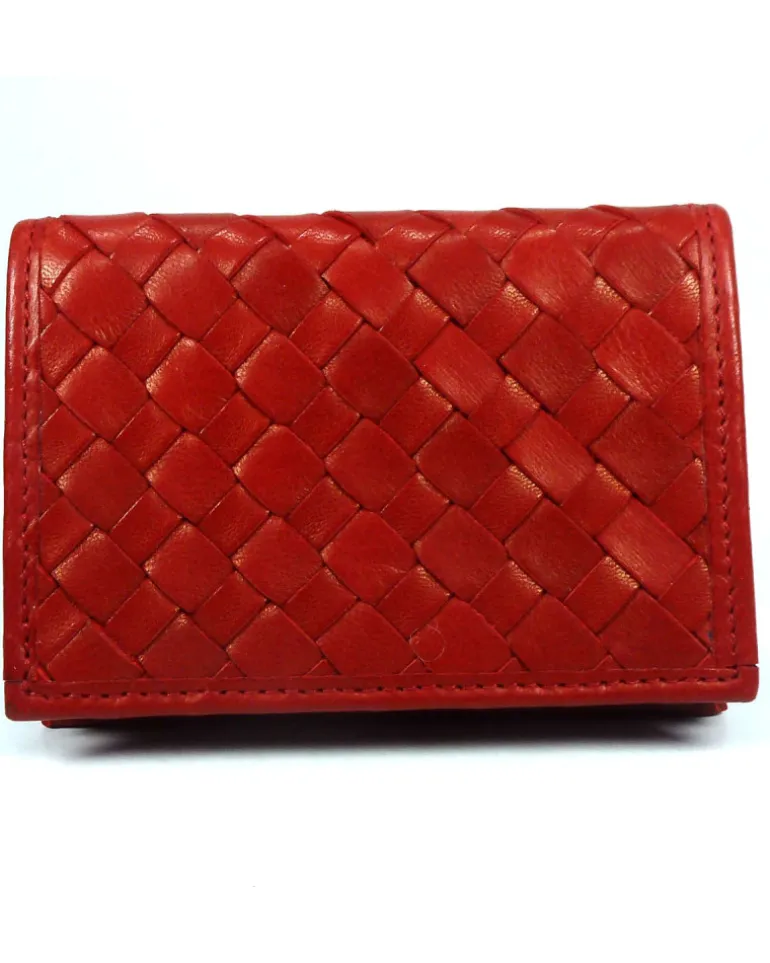 Portabiglietti da visita con finestra in pelle d agnello intrecciata art 1331_w_ww