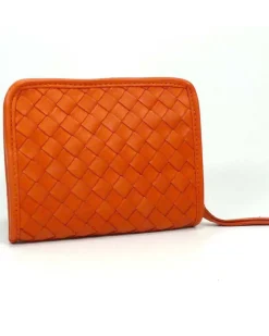 Portafoglio compatto con chiusura a zip intrecciato a mano  art 1696w