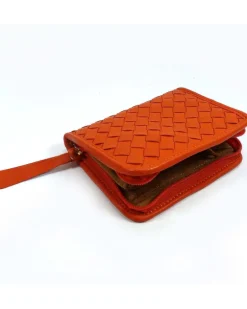 Portafoglio compatto con chiusura a zip intrecciato a mano  art 1696w