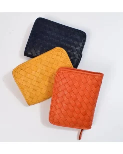 Portafoglio compatto con chiusura a zip intrecciato a mano  art 1696w