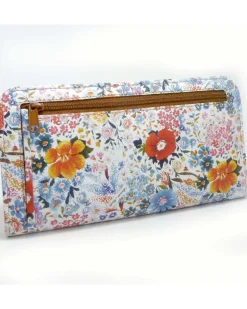 Portafoglio donna in pelle di vitello stampata floreale con chiusura con zip all around  art 1688_bla