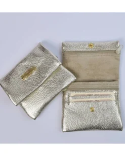 Portafoglio morbido compatto da donna in pelle dollaro metallizzato art 1722domelg