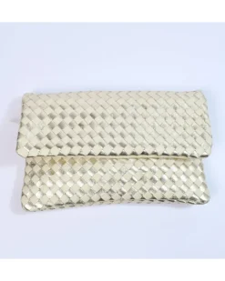 Raffinata Clutch da Donna in nappa intrecciata e metallizzata art 11013_wdmet