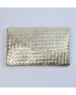 Raffinata Clutch da Donna in Pelle Intrecciata metallizzata - Eleganza Made in Italy art 11013wmet
