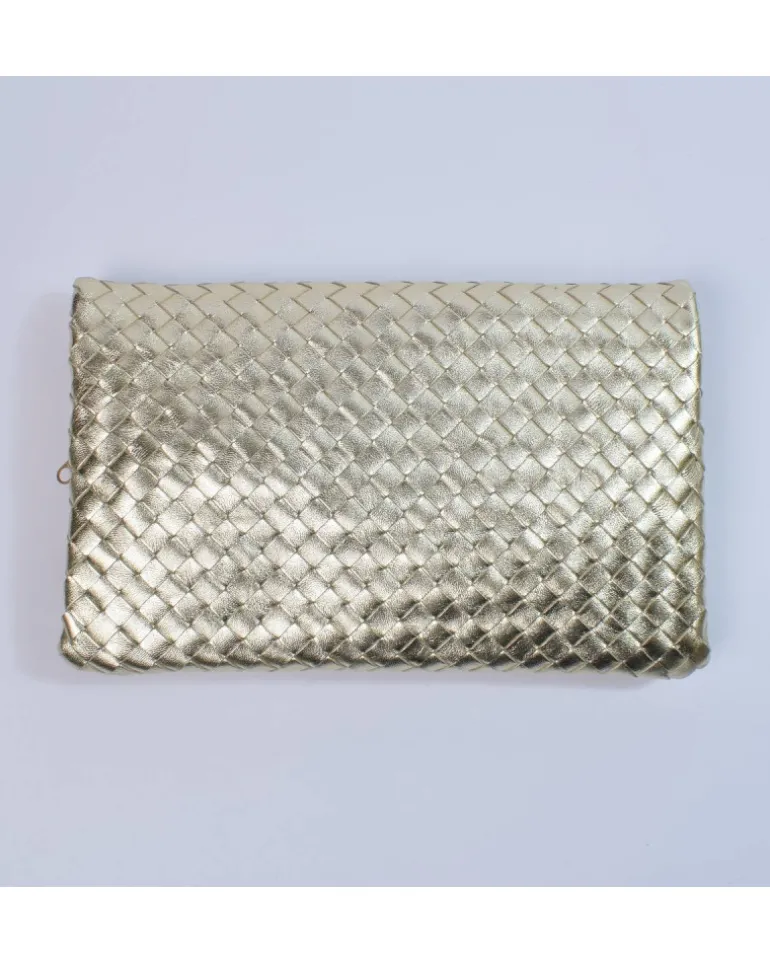 Raffinata Clutch da Donna in Pelle Intrecciata metallizzata - Eleganza Made in Italy art 11013wmet