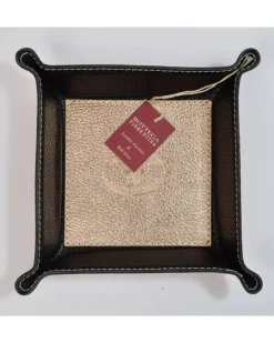 Svuotatasche in pelle quadrato metallizzato Cm 16 X 4 X 16