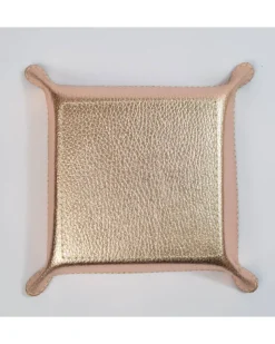 Svuotatasche in pelle quadrato metallizzato Cm 16 X 4 X 16