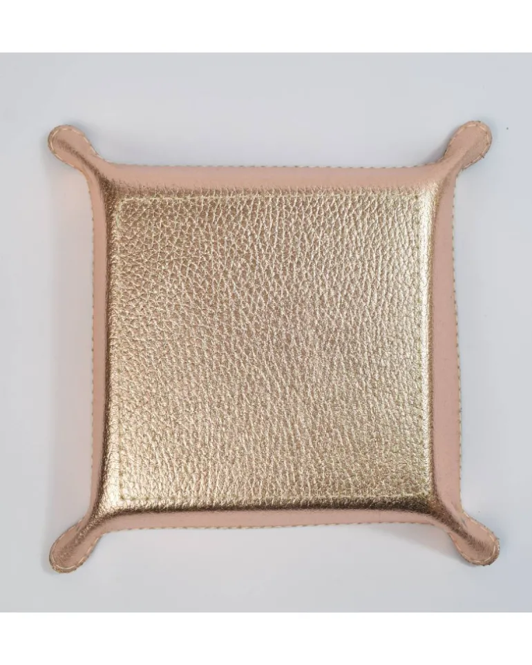 Svuotatasche in pelle quadrato metallizzato Cm 16 X 4 X 16