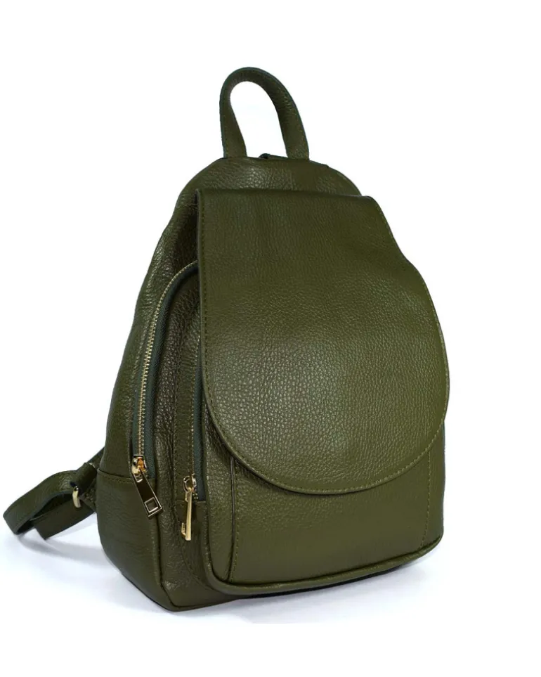 Zaino in pelle dollaro con pattina e cerniere art 12737