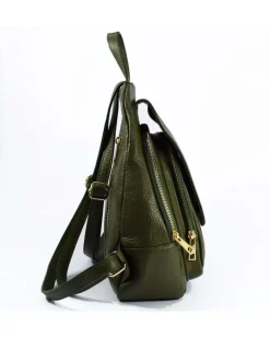 Zaino in pelle dollaro con pattina e cerniere art  12737