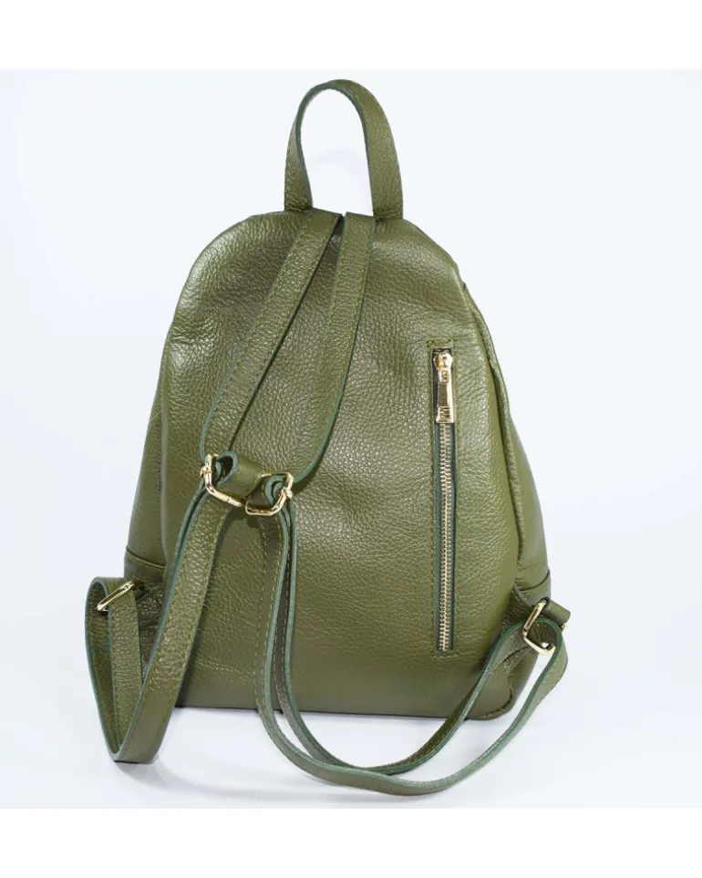 Zaino in pelle dollaro con pattina e cerniere art 12737