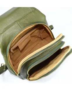Zaino in pelle dollaro con pattina e cerniere art 12737