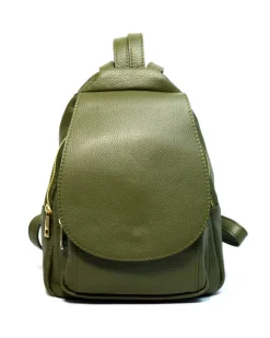 Zaino in pelle dollaro con pattina e cerniere art 12737